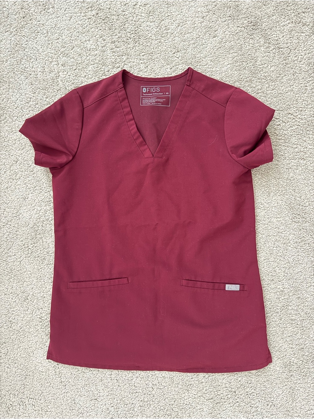 FIGS Women’s Burgundy Casma Scrub Top XS